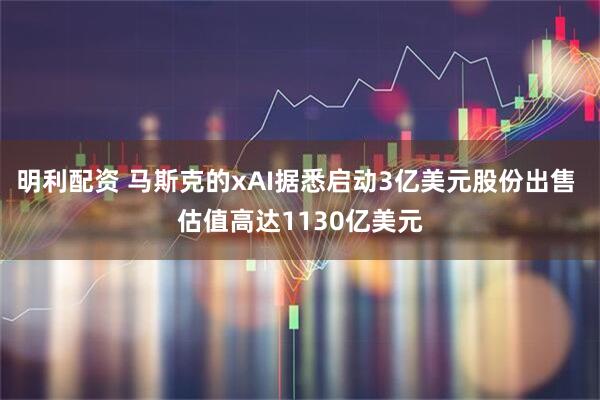 明利配资 马斯克的xAI据悉启动3亿美元股份出售 估值高达1130亿美元